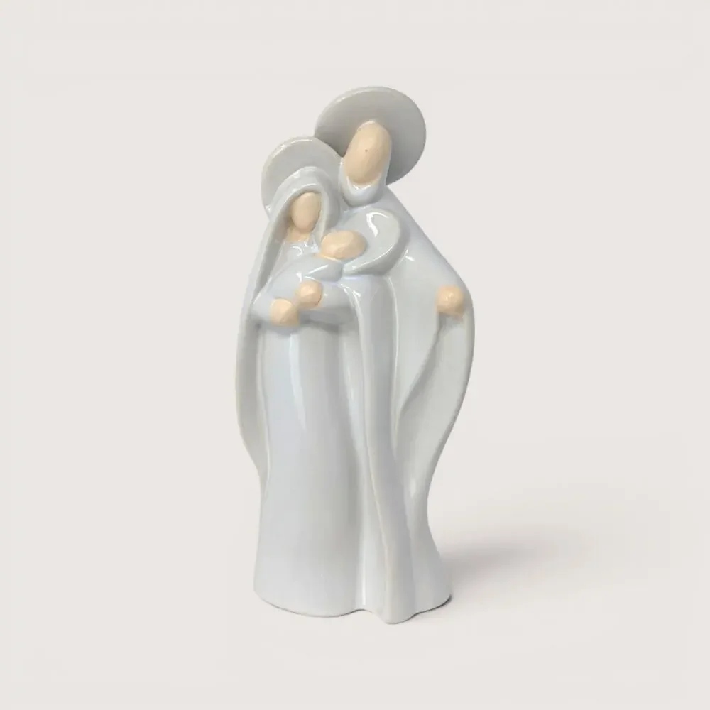 1990s Ceramic Holy Family Minimalist Nativity Style Figurine